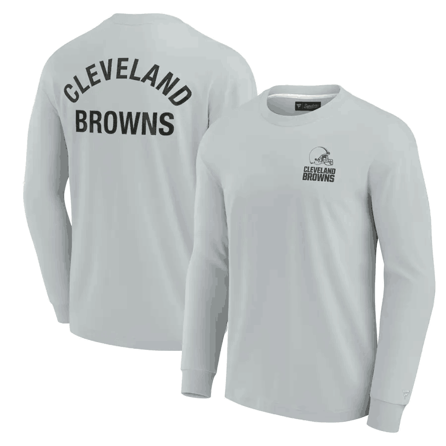 Men's Cleveland Browns Grey Signature Unisex Super Soft Long Sleeve T-Shirt